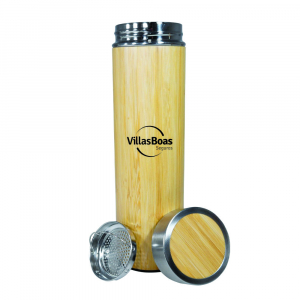 Garrafa Bambu Parede Dupla 500 ml com Infusor Personalizado