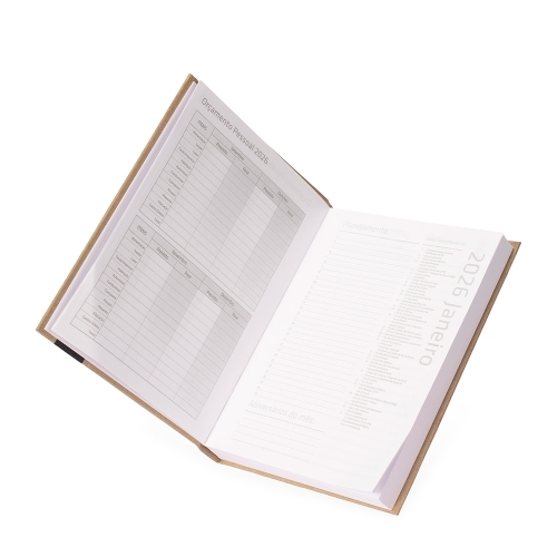 Agenda Diária 2026 Personalizada com Capa Kraft-15117P
