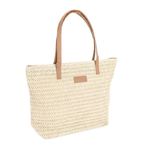 Bolsa Fibra Ecológica Personalizada com Zíper e Plaqueta em PU-09278