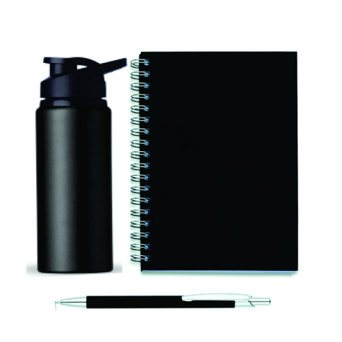 Garrafa, caderno e caneta Personalizado-12487BKit