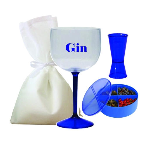 Kit Gin Personalizado Taça 550 ml e Porta Especiaria sacola TNT-002Kitg
