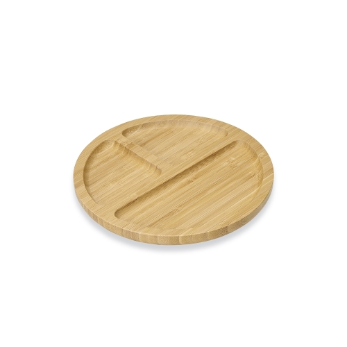 Petisqueira Pequena de Bambu Personalizada com 3 Divisórias-18666PC