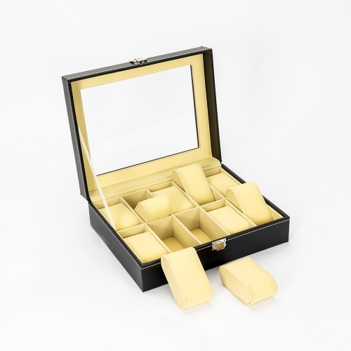 Porta-Relógios Personalizado em Couro Sintético com 10 Compartimentos-07812