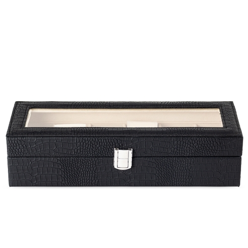 Porta-Relógios com 6 Divisórias em Couro Sintético-02007