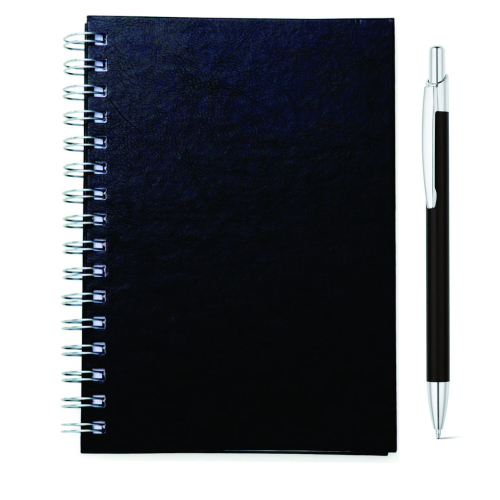 kit caderno e caneta de metal Personalizada-14209BKit