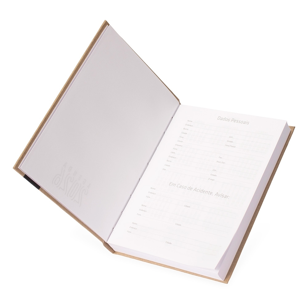 Agenda Diária 2026 Personalizada com Capa Kraft