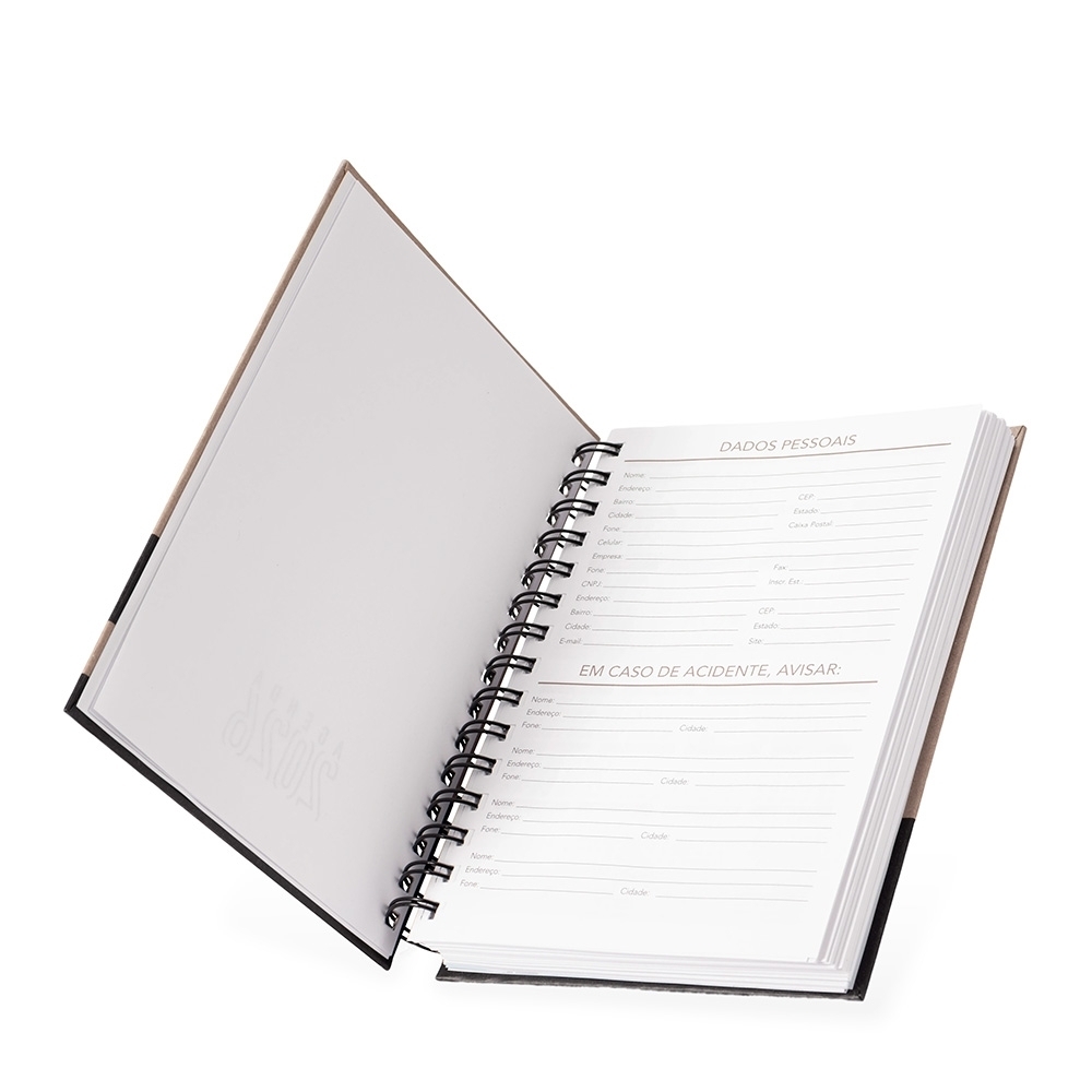 Agenda Diária 2026 Personalizada com Capa Kraft e Wire-O