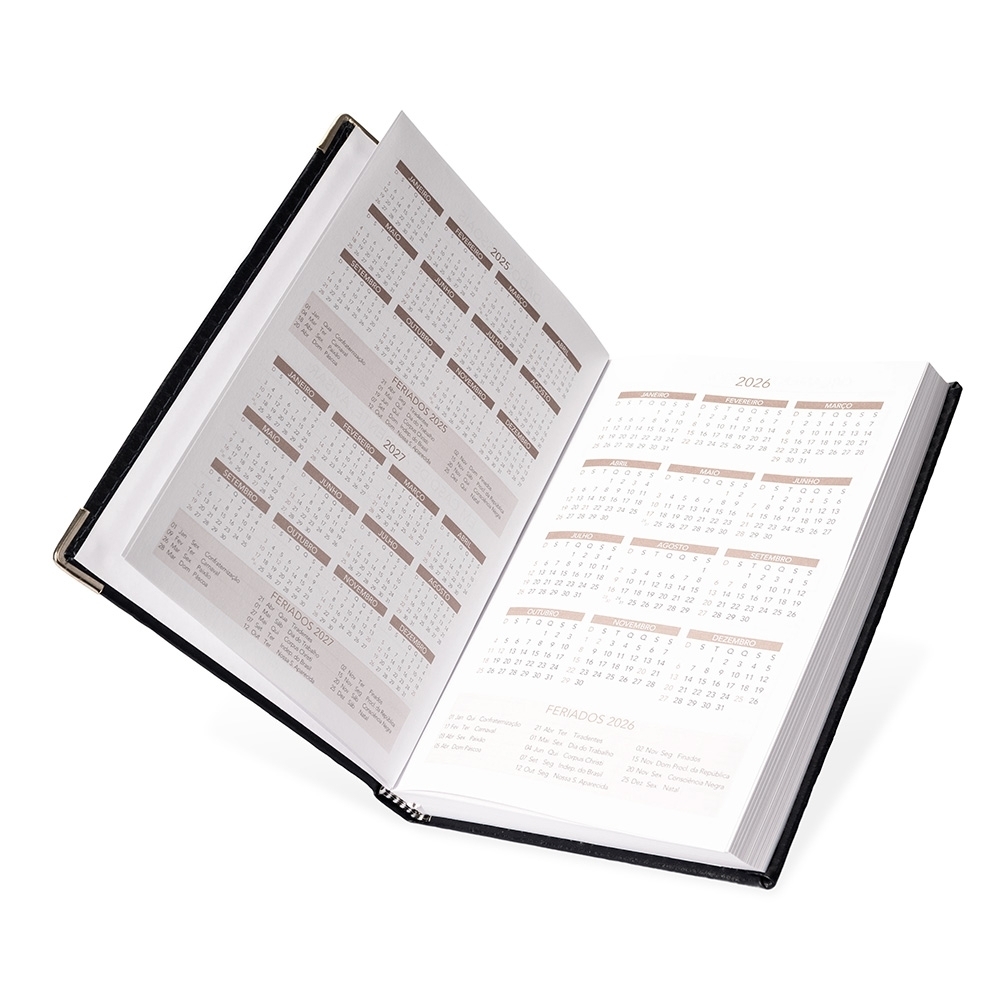Agenda Diária 2026 Personalizada com Capa em Couro Sintético