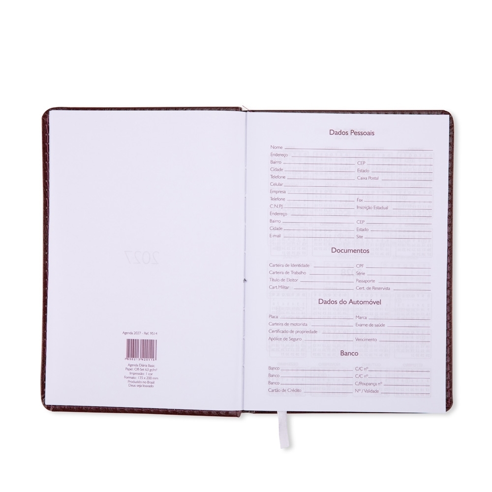 Agenda Diária 2027 Personalizada