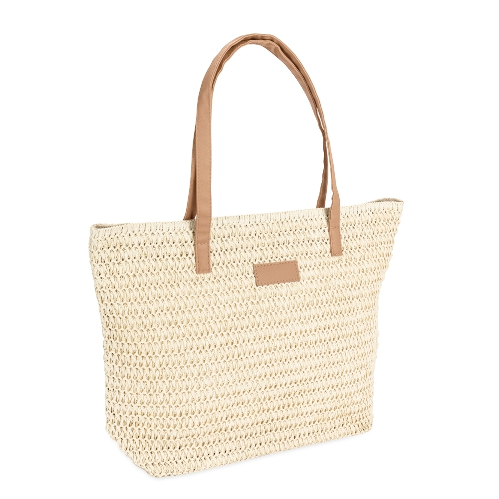 Bolsa Fibra Ecológica Personalizada com Zíper e Plaqueta em PU-09278