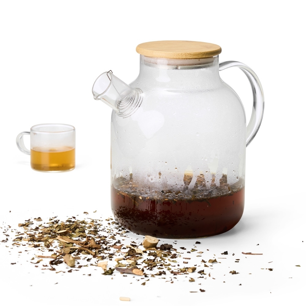 Chaleira de Vidro Borossilicato 1,8L com Tampa de Bambu