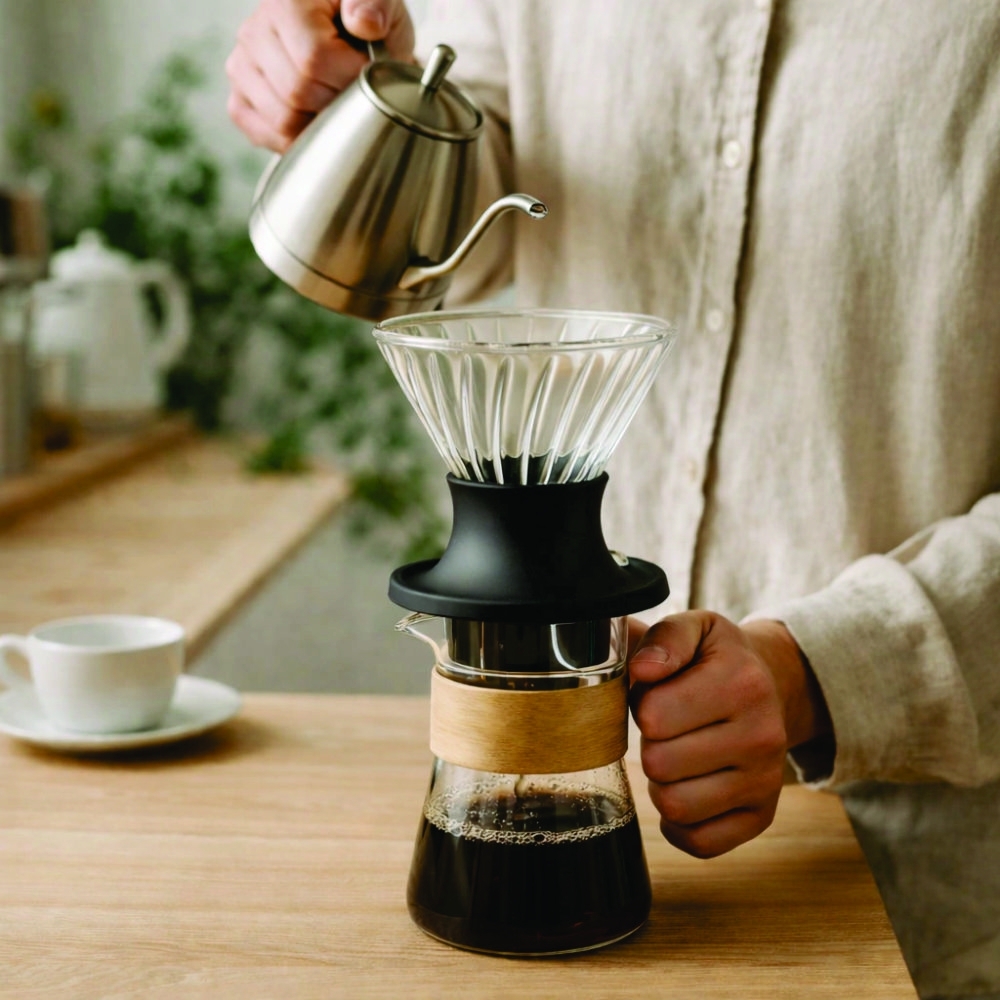 Conjunto Coador com Válvula e Bule de Café Borossilicato