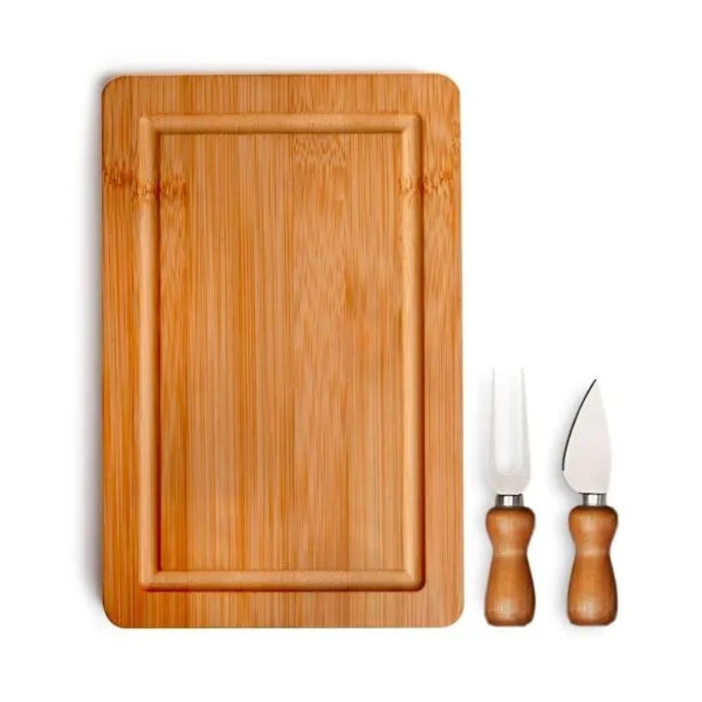 Conjunto para Queijo em Bambu e Inox - 3 Peças