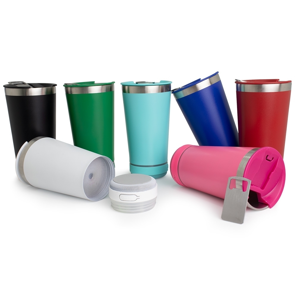 Copo Térmico 400ml com Caixa de Som Bluetooth