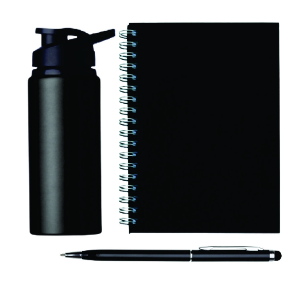 Garrafa, Caderno e Caneta Personalizados-12487BKit