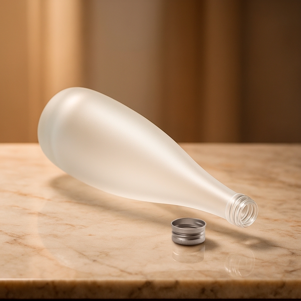 Garrafa de Vidro Fosca 550ml com Tampa em Alumínio 