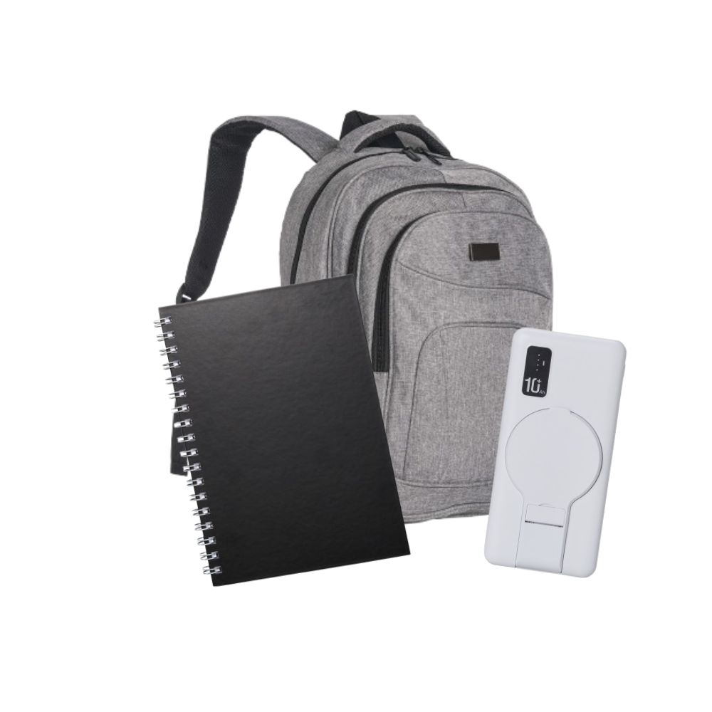 Kit Brindes Personalizado com Mochila, Caderno e Power Bank -kit20200