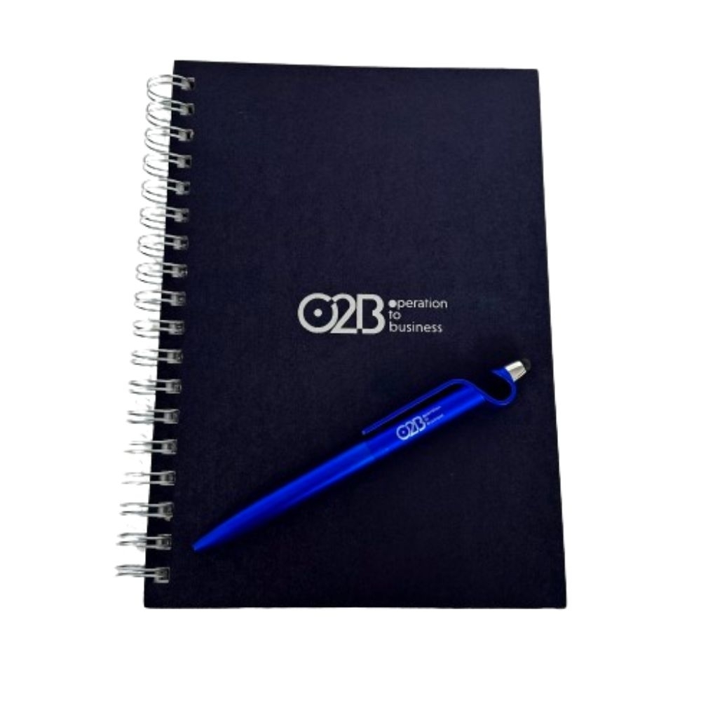 Caderno e caneta brinde para professores 