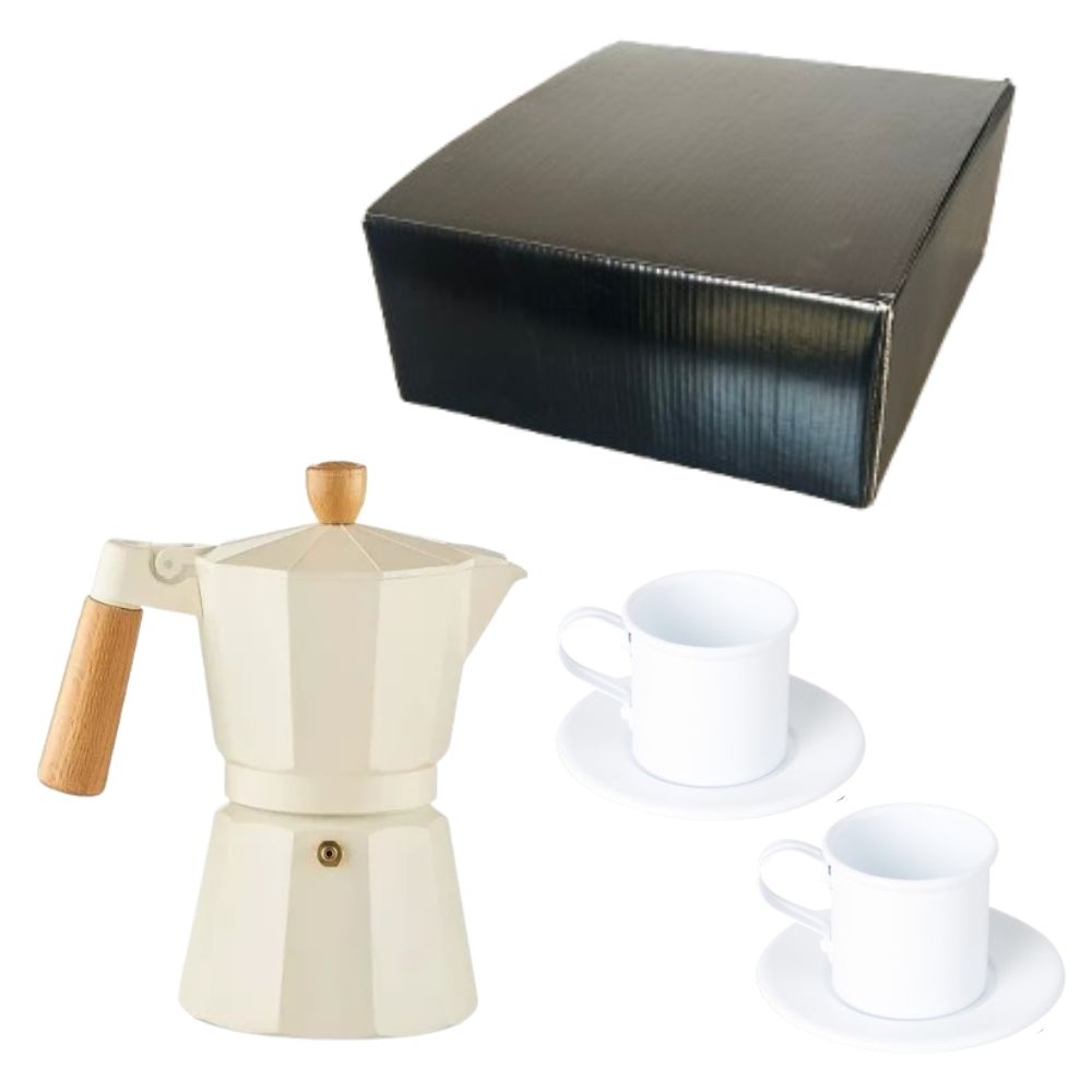 Kit Cafeteria Personalizada com Xícara e Cafeteira Italiana