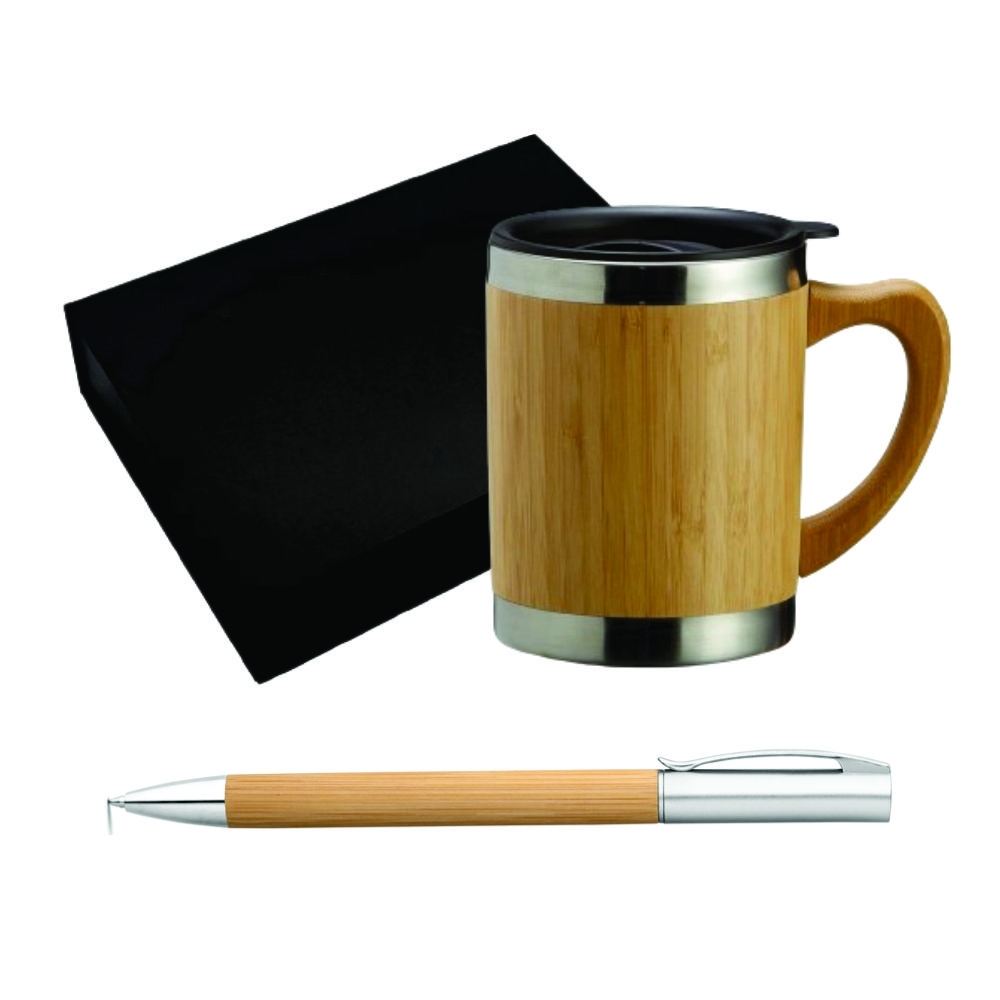 Kit Eco Personalizado Caneca Bambu & Caneta Ecológica-Kit-03099