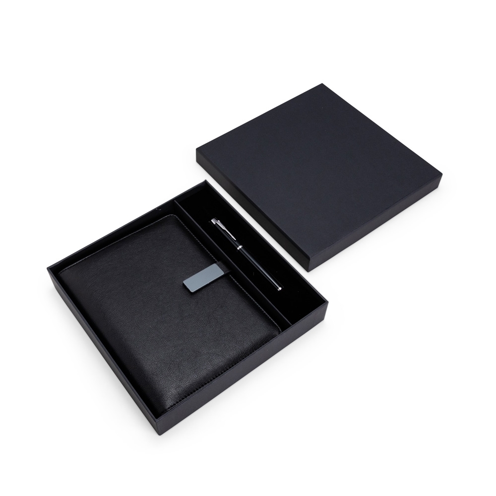 Kit Executivo Personalizado com Caderno Fichário e Caneta em Estojo Premium