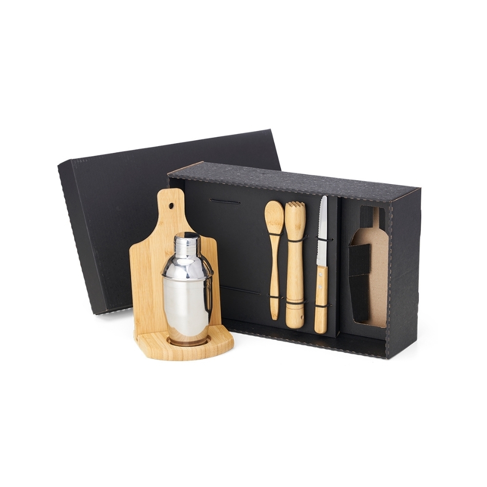 Kit Para Caipirinha Em Bambu Com Coqueteleira Personalizado - 6 Peças