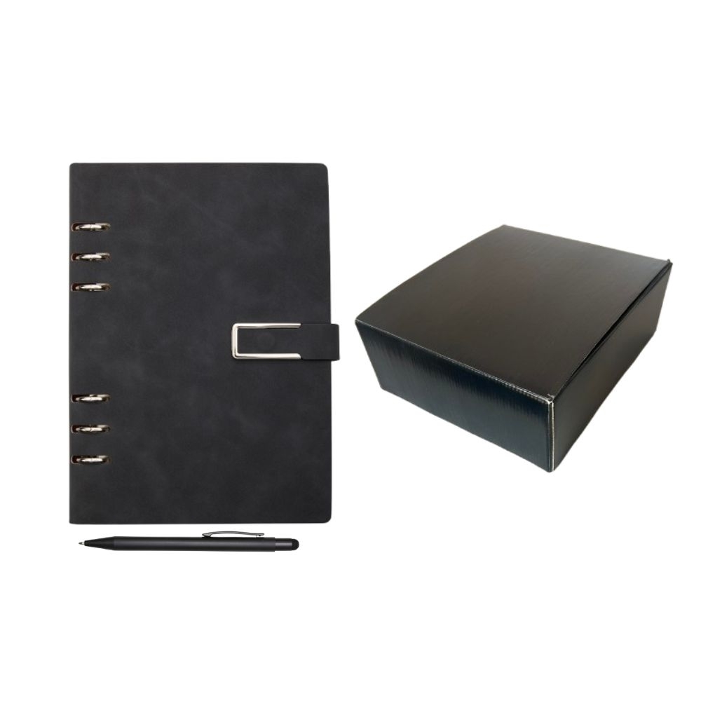 Kit Personalizado Caderno Fichário PU e Caneta Touch-kit-08203