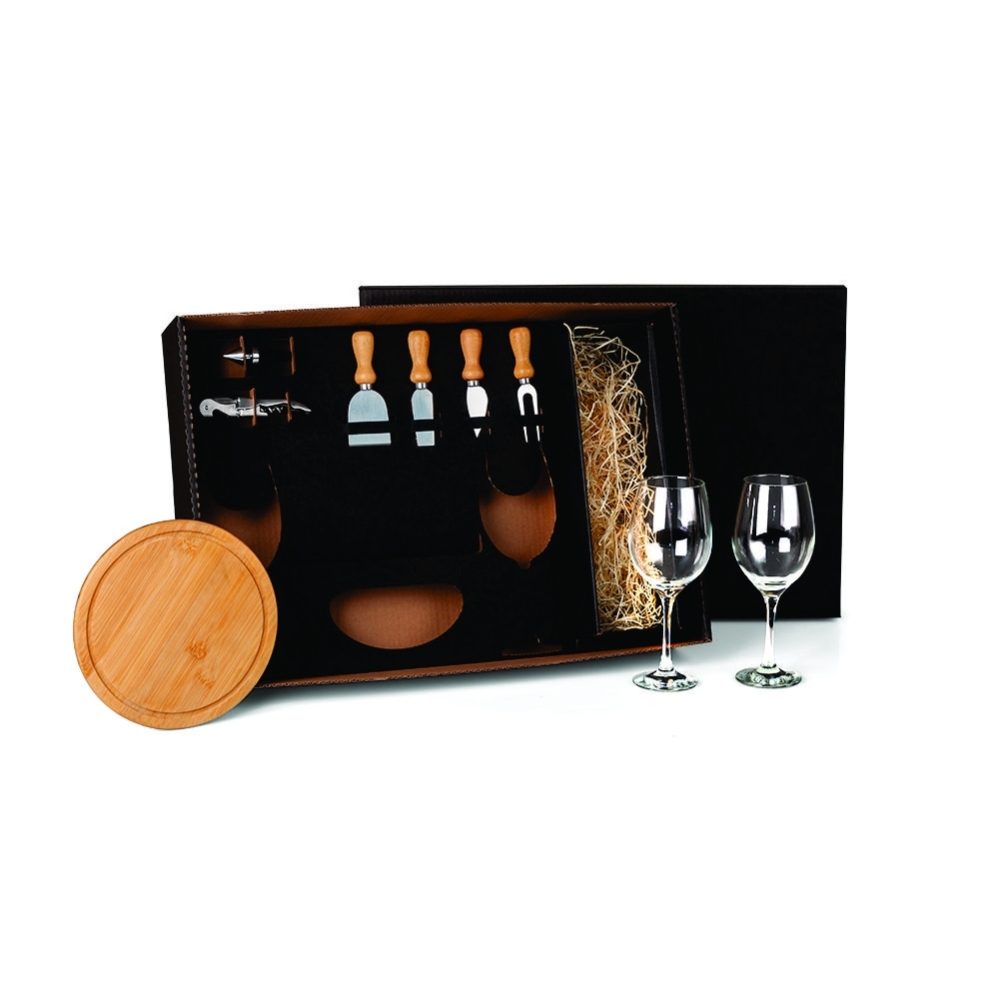 Kit Queijo E Vinho Com Espaço Para Garrafa Personalizado