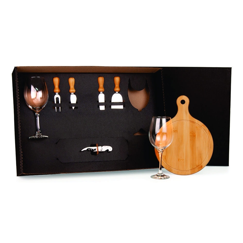 Kit Queijo E Vinho Com Tábua Personalizado-KT-90106