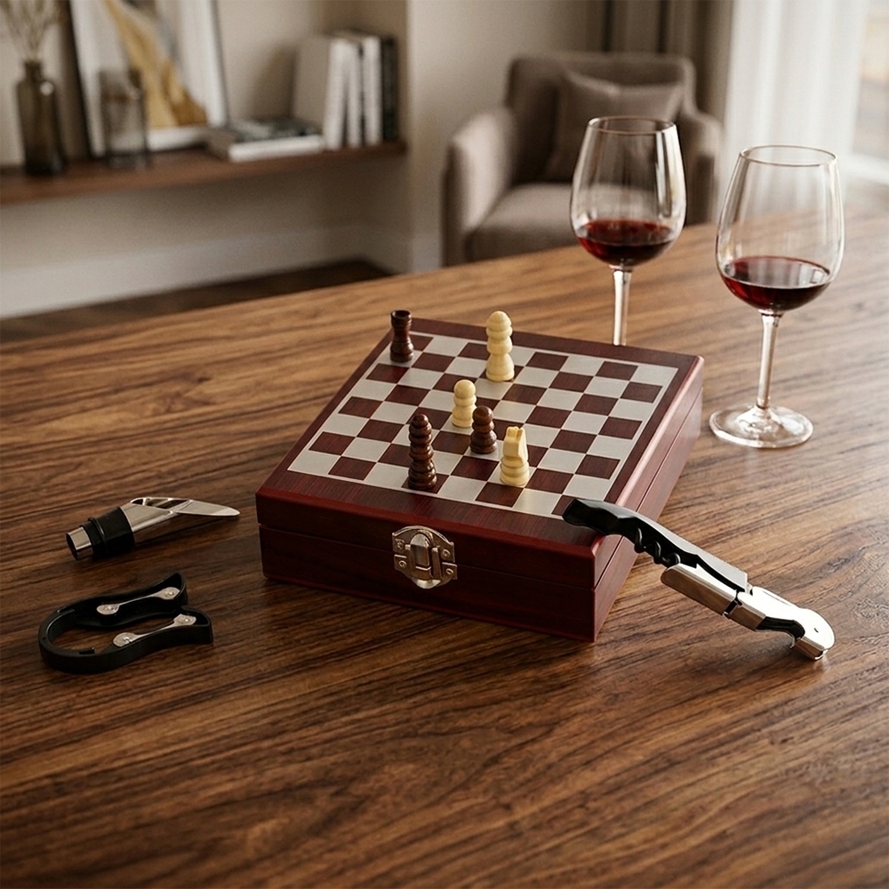 Kit Vinho Xadrez 4 Peças Personalizado