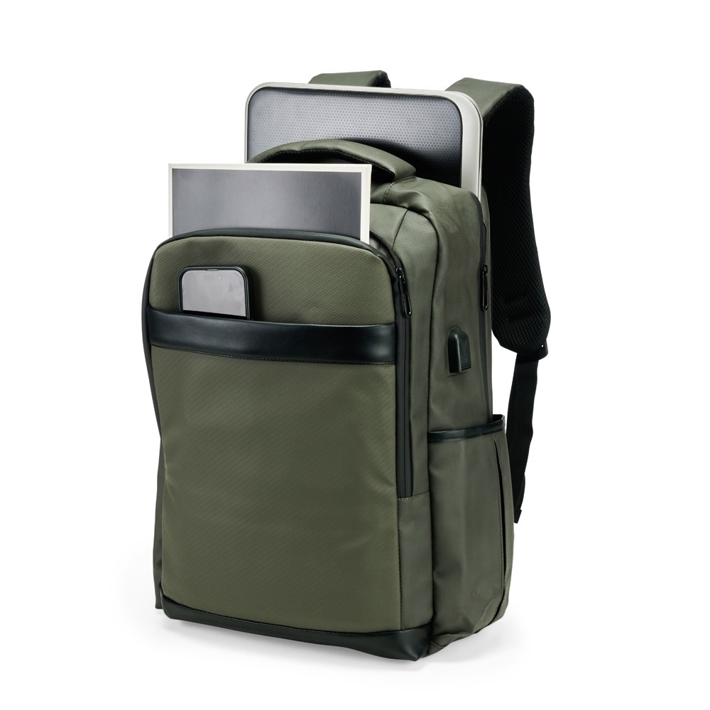 Mochila USB de Couro Sintético 21L Personalizada