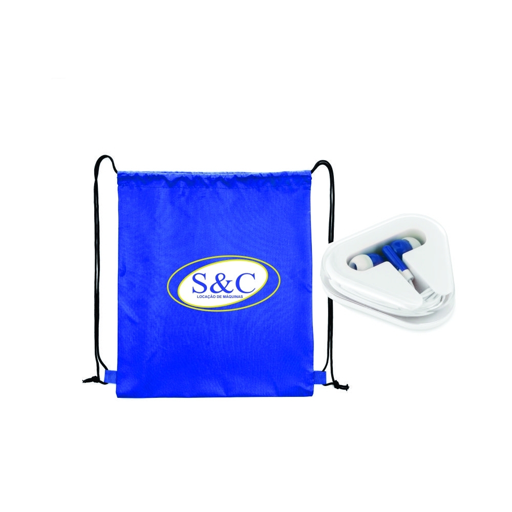 Mochila saco e fone de ouvido Personalizado-57360Kit