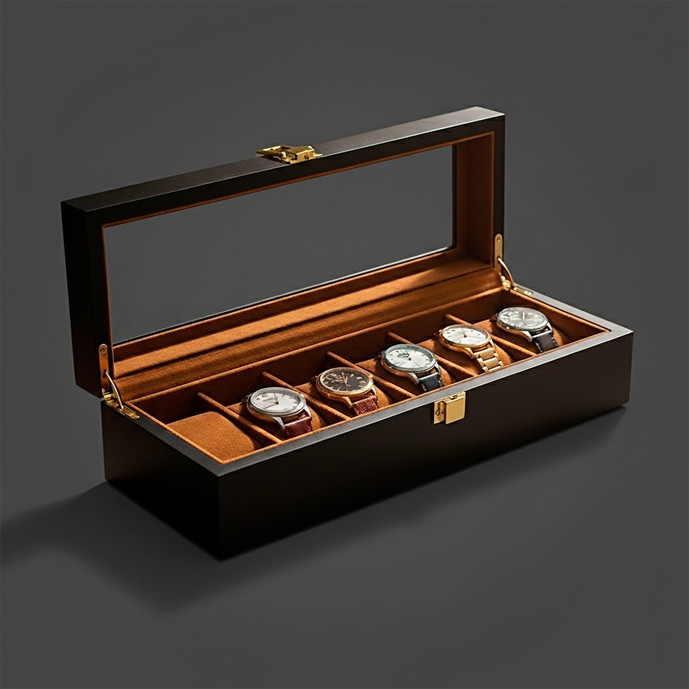 Porta-Relógios com 6 Divisórias Personalizado 