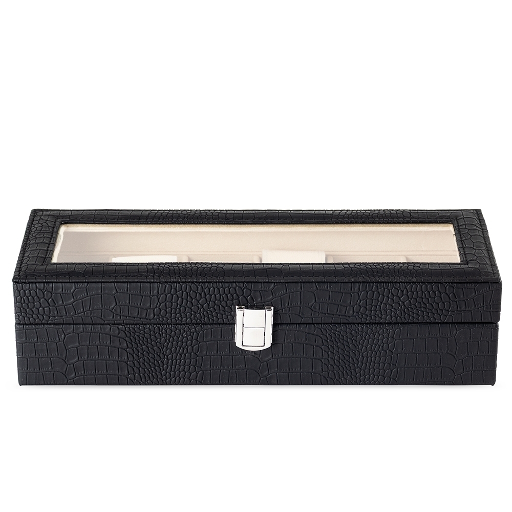 Porta-Relógios com 6 Divisórias em Couro Sintético-02007