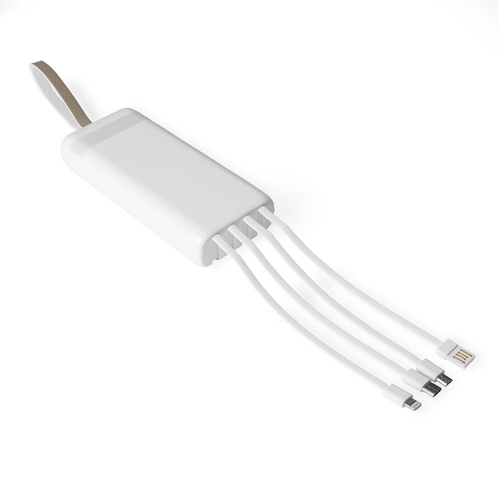 Power Bank 20.000mAh com Lanterna e Cabos Integrados