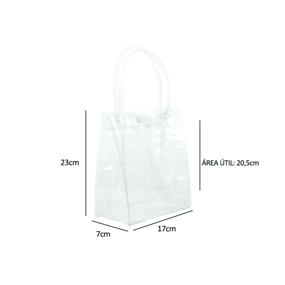 Sacola Transparente com Botão 17x7x23cm
